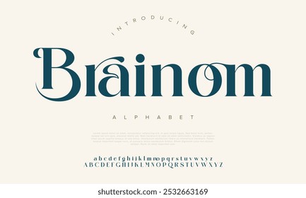 Elegant font type or luxury premium typeface, vector English royal alphabet. Classic typography in modern or old art deco style, serif letters for modern or retro poster font
