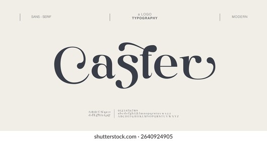 Elegant font type or luxury premium typeface, vector English royal alphabet. Classic typography in modern or old art deco style, serif letters for modern or retro poster font