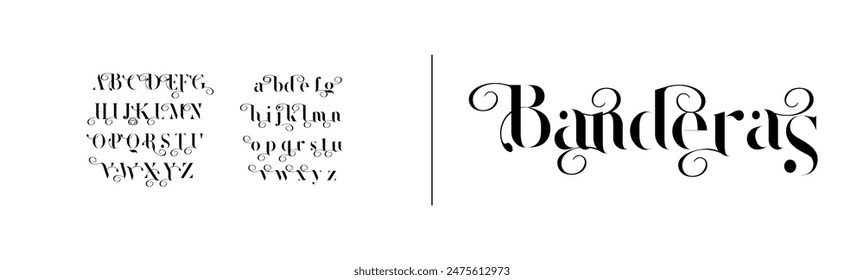 Elegante fuente en mayúsculas y minúsculas. Diseños de moda minimalistas con letras clásicas. Tipografía Fuentes serif modernas Ilustración vectorial vintage decorativa regular | Variación de fuente