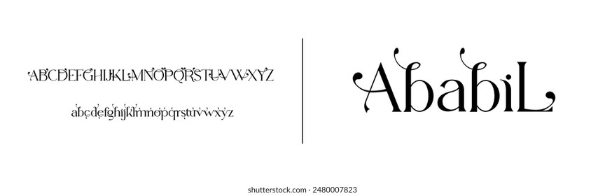 Elegant Font Uppercase and Lowercase. Classic Lettering Minimal Fashion Designs. Typography modern serif fonts regular decorative vintage concept. vector illustration.