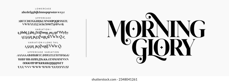 Elegant Font Uppercase Lowercase and Number. Classic Lettering Minimal Fashion Designs. Typography modern serif fonts regular decorative vintage concept. vector illustration