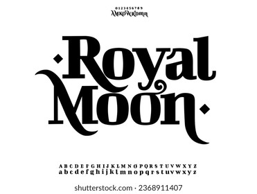 Elegant Font Uppercase Lowercase and Number. Classic Lettering Minimal Fashion Designs. Typography modern serif fonts regular decorative vintage concept. vector illustration