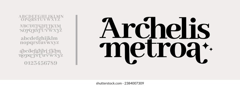 Elegant Font Uppercase Lowercase and Number. Classic Lettering Minimal Fashion Designs. Typography modern serif fonts regular decorative vintage concept. vector illustration