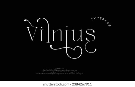 Elegant Font Uppercase Lowercase and Number. Classic Lettering Minimal Fashion Designs. Typography modern serif fonts regular decorative vintage concept. vector illustration