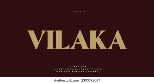 Elegant Font Uppercase Lowercase and Number. Classic Lettering Minimal Fashion Designs. Typography modern Serif fonts regular decorative vintage concept. vector illustration