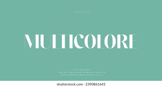 Elegante Tipo de letra mayúscula, minúscula y número. Diseños de moda mínimos con letras clásicas. Tipografía moderna de fuentes Sen serif con concepto de vintage decorativo regular. ilustración vectorial