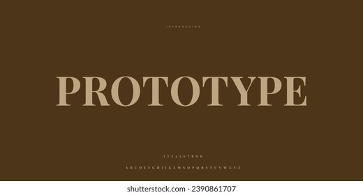 Elegante Tipo de letra mayúscula, minúscula y número. Diseños de moda mínimos con letras clásicas. Tipografía moderna de fuentes Sen serif con concepto de vintage decorativo regular. ilustración vectorial
