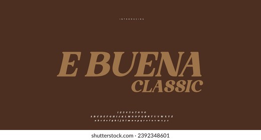Elegante Tipo de letra mayúscula, minúscula y número. Diseños de moda mínimos con letras clásicas. Tipografía moderna de fuentes serif concepto decorativo de vintage regular. ilustración vectorial