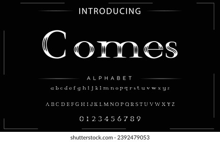 Elegant Font Uppercase Lowercase and Number. Classic Lettering Minimal Fashion Designs. Typography modern serif fonts regular decorative vintage concept. vector illustration