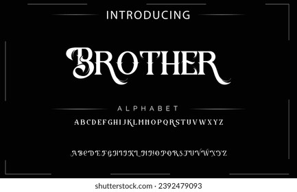 Elegante Tipo de letra mayúscula, minúscula y número. Diseños de moda mínimos con letras clásicas. Tipografía moderna de serif con el concepto de vintage decorativo regular. ilustración vectorial