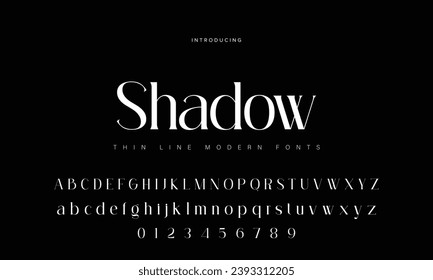 Elegant Font Uppercase Lowercase and Number. Classic Lettering Minimal Fashion Designs. Typography modern serif fonts regular decorative vintage concept. vector illustration