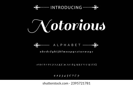 Elegant Font Uppercase Lowercase and Number. Classic Lettering Minimal Fashion Designs. Typography modern serif fonts regular decorative vintage concept. vector illustration