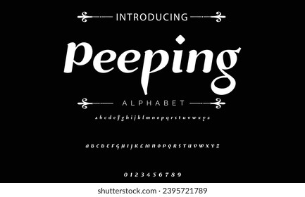 Elegant Font Uppercase Lowercase and Number. Classic Lettering Minimal Fashion Designs. Typography modern serif fonts regular decorative vintage concept. vector illustration