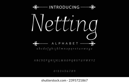 Elegant Font Uppercase Lowercase and Number. Classic Lettering Minimal Fashion Designs. Typography modern serif fonts regular decorative vintage concept. vector illustration