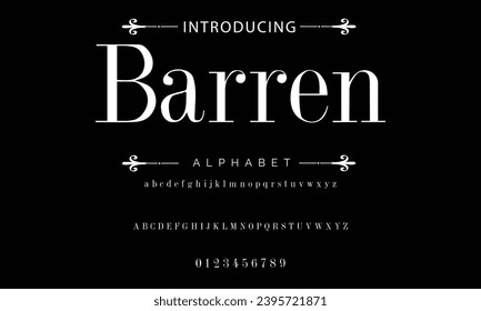 Elegant Font Uppercase Lowercase and Number. Classic Lettering Minimal Fashion Designs. Typography modern serif fonts regular decorative vintage concept. vector illustration