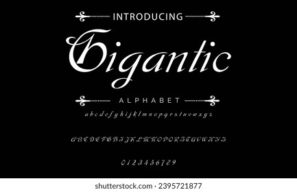 Elegant Font Uppercase Lowercase and Number. Classic Lettering Minimal Fashion Designs. Typography modern serif fonts regular decorative vintage concept. vector illustration