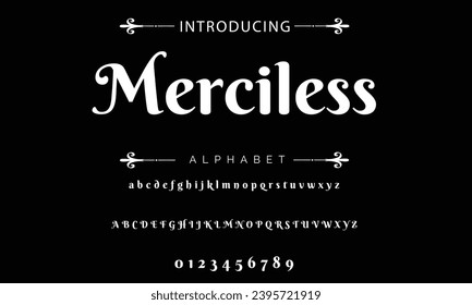 Elegant Font Uppercase Lowercase and Number. Classic Lettering Minimal Fashion Designs. Typography modern serif fonts regular decorative vintage concept. vector illustration