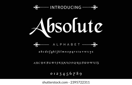 Elegant Font Uppercase Lowercase and Number. Classic Lettering Minimal Fashion Designs. Typography modern serif fonts regular decorative vintage concept. vector illustration