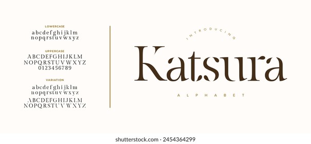 Elegant Font Uppercase Lowercase and Number. Classic Lettering Minimal Fashion Designs. Typography modern serif fonts regular decorative vintage concept. vector illustration