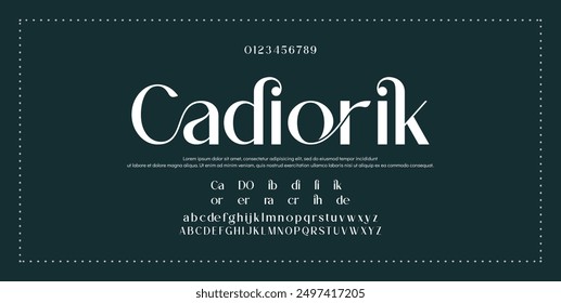 Elegant Font Uppercase Lowercase and Number. wedding font, Classic Lettering Minimal Fashion Designs. Typography modern serif fonts regular decorative vintage concept. vector illustration