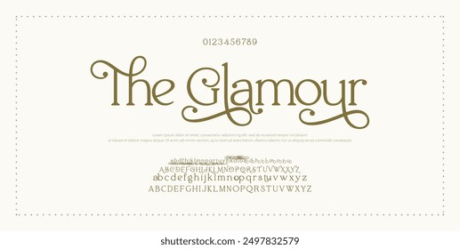 Elegant Font Uppercase Lowercase and Number. Classic Lettering Minimal Fashion Designs. Typography modern serif fonts regular decorative vintage concept. vector illustration
