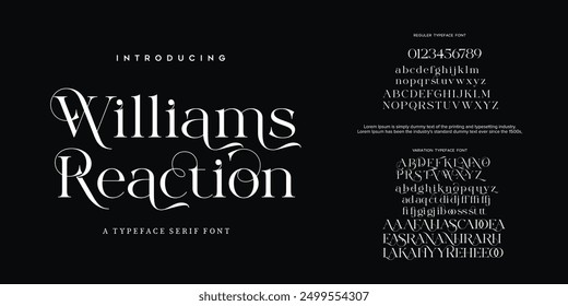 Elegant Font Uppercase Lowercase and Number. Classic Lettering Minimal Fashion Designs. Typography modern serif fonts regular decorative vintage concept. vector illustration