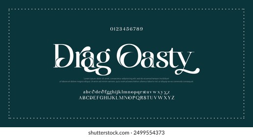 Elegant Font Uppercase Lowercase and Number. Classic Lettering Minimal Fashion Designs. Typography modern serif fonts regular decorative vintage concept. vector illustration