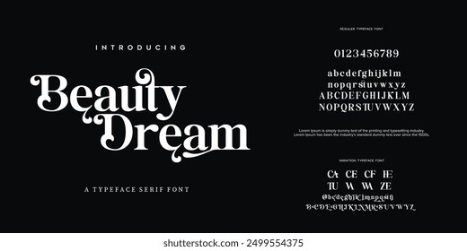Elegant Font Uppercase Lowercase and Number. Classic Lettering Minimal Fashion Designs. Typography modern serif fonts regular decorative vintage concept. vector illustration