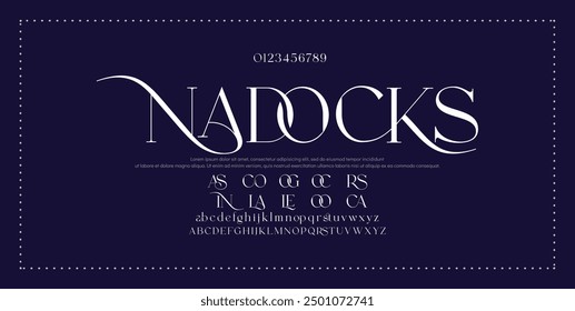 Elegant Font Uppercase Lowercase and Number. Classic Lettering Minimal Fashion Designs. Typography modern serif fonts regular decorative vintage concept. vector illustration