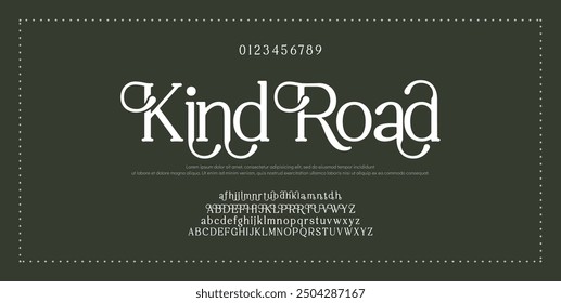 Elegant Font Uppercase Lowercase and Number. Classic Lettering Minimal Fashion Designs. Typography modern serif fonts regular decorative vintage concept. vector illustration