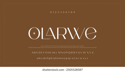 Elegant Font Uppercase Lowercase Number And Ampersand. Classic Lettering Minimal Fashion Designs. Typography modern serif fonts regular