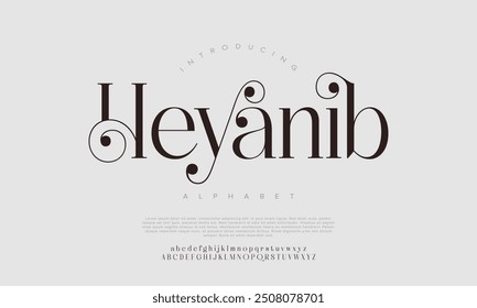 Elegant Font Uppercase Lowercase and Number. Classic Lettering Minimal Fashion Designs. Typography modern serif fonts regular decorative vintage concept. vector illustration