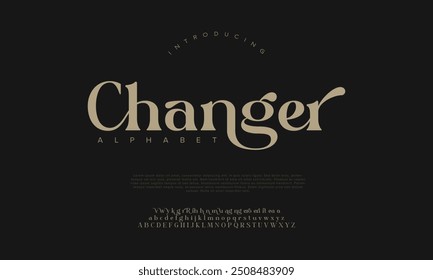 Elegant Font Uppercase Lowercase and Number. Classic Lettering Minimal Fashion Designs. Typography modern serif fonts regular decorative vintage concept. vector illustration