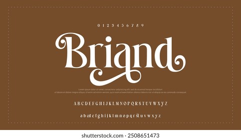 Letra elegante maiúscula minúscula e número. Clássico Lettering minimal Fashion Designs. Tipografia moderna serif fontes decorativo regular