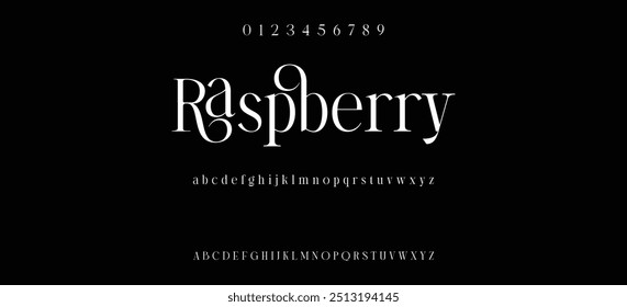 Letra elegante maiúscula minúscula e número. Clássico Lettering minimal Fashion Designs. Tipografia modernas fontes serif conceito vintage decorativo regular. ilustração vetorial