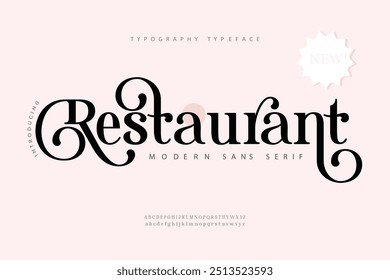 Elegant Font Uppercase Lowercase and Number. Classic Lettering Minimal Fashion Designs. Typography modern serif fonts regular decorative vintage concept. vector illustration