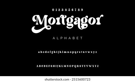 Elegant Font Uppercase Lowercase and Number. Classic Lettering Minimal Fashion Designs. Typography modern serif fonts regular decorative vintage concept. vector illustration