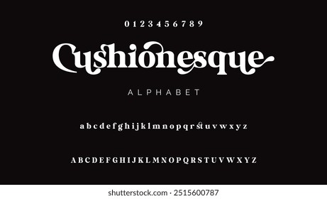 Letra elegante maiúscula minúscula e número. Clássico Lettering minimal Fashion Designs. Tipografia modernas fontes serif conceito vintage decorativo regular. ilustração vetorial