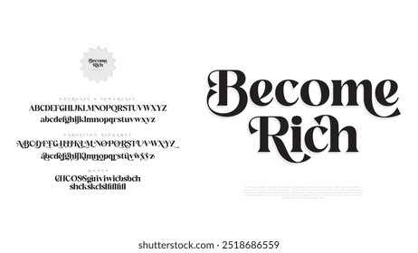 Elegant Font Uppercase Lowercase And Number. Classic Lettering Minimal Fashion Designs. Typography modern serif fonts regular decorative vintage concept. vector illustration