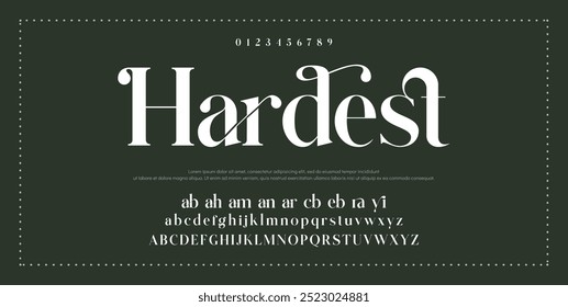 Elegant Font Uppercase Lowercase And Number. Classic Lettering Minimal Fashion Designs. Typography modern serif fonts regular decorative vintage concept. vector illustration