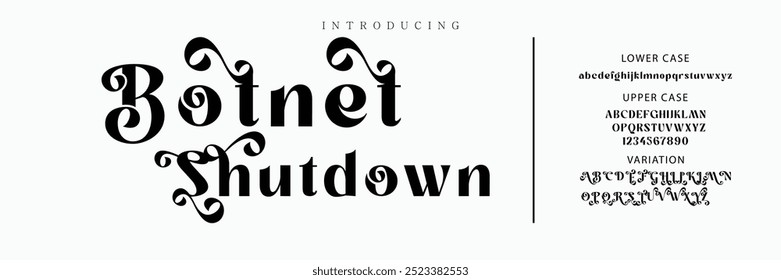 Elegant Font Uppercase Lowercase and Number. Classic Lettering Minimal Fashion Designs. Typography modern serif fonts regular decorative vintage concept. vector illustration