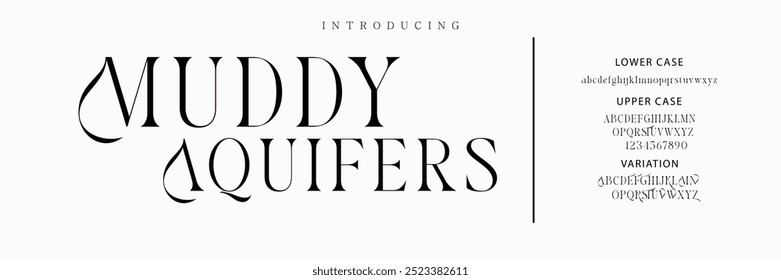 Letra elegante maiúscula minúscula e número. Clássico Lettering minimal Fashion Designs. Tipografia modernas fontes serif conceito vintage decorativo regular. ilustração vetorial