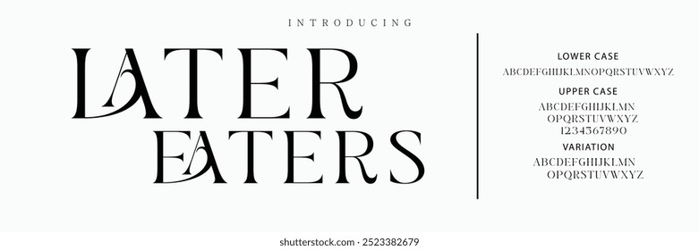 Elegant Font Uppercase Lowercase and Number. Classic Lettering Minimal Fashion Designs. Typography modern serif fonts regular decorative vintage concept. vector illustration