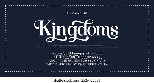 Elegant Font Uppercase Lowercase and Number. Classic Lettering Minimal Fashion Designs. Typography modern serif fonts regular decorative vintage vector illustration