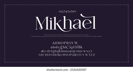 Elegant Font Uppercase Lowercase and Number. Classic Lettering Minimal Fashion Designs. Typography modern serif fonts regular decorative vintage vector illustration