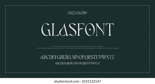 Elegant Font Uppercase Lowercase and Number. wedding font, Classic Lettering Minimal Fashion Designs. Typography modern serif fonts regular decorative vintage concept. vector illustration