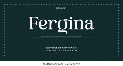 Fuente Elegante Mayúsculas Y Minúsculas Y Número. Diseños de moda minimalistas con letras clásicas. Tipografía moderna serif Fuentes concepto vintage decorativo regular. Ilustración vectorial