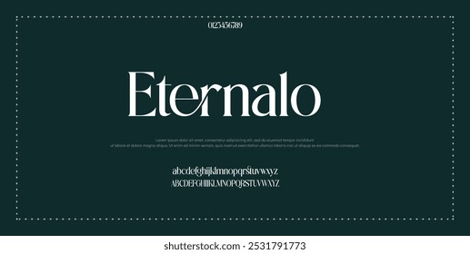 Fuente elegante mayúscula y número. fuente de la boda, letras clásicas Diseños de moda minimalistas. Tipografía moderna serif Fuentes concepto vintage decorativo regular. Ilustración vectorial