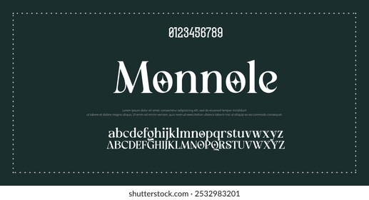 Elegant Font Uppercase Lowercase And Number. Classic Lettering Minimal Fashion Designs. Typography modern serif fonts regular decorative vintage concept. vector illustration