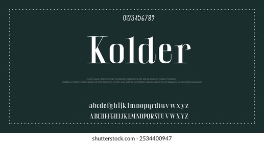 Elegant Font Uppercase Lowercase And Number. Classic Lettering Minimal Fashion Designs. Typography modern serif fonts regular decorative vintage concept. vector illustration